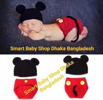 Newborn Baby Crochet Animal Mickey Hat + Pants Photography Props Outfits.