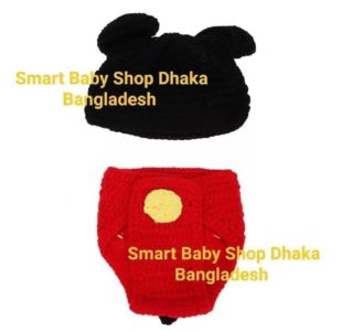 Newborn Baby Crochet Animal Mickey Hat + Pants Photography Props Outfits.
