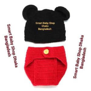 Newborn Baby Crochet Animal Mickey Hat + Pants Photography Props Outfits.