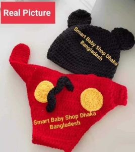 Newborn Baby Crochet Animal Mickey Hat + Pants Photography Props Outfits.