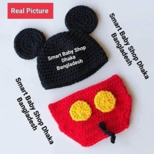 Newborn Baby Crochet Animal Mickey Hat + Pants Photography Props Outfits.