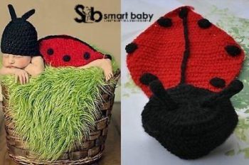 Newborn Baby Crochet Animal Full Coverage Ladybug Photography Props.