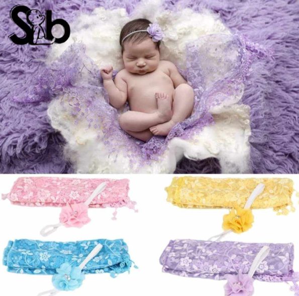 Newborn Baby Lace Maternity Warp Photography Props 2PCS.