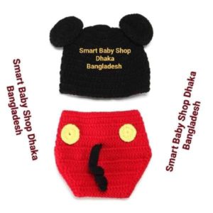 Newborn Baby Crochet Animal Mickey Hat + Pants Photography Props Outfits.