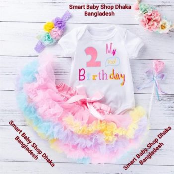 Baby Girls 2 Year Cake mash & Birthday Princess Skirts Set.