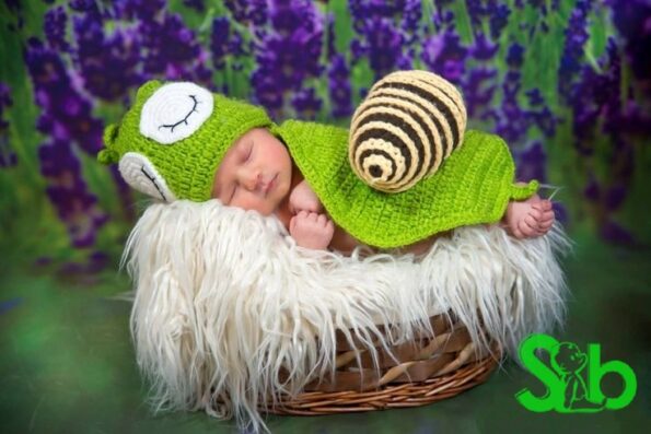 Newborn Girls Boys Baby Green Snail Photography Prop Costume.