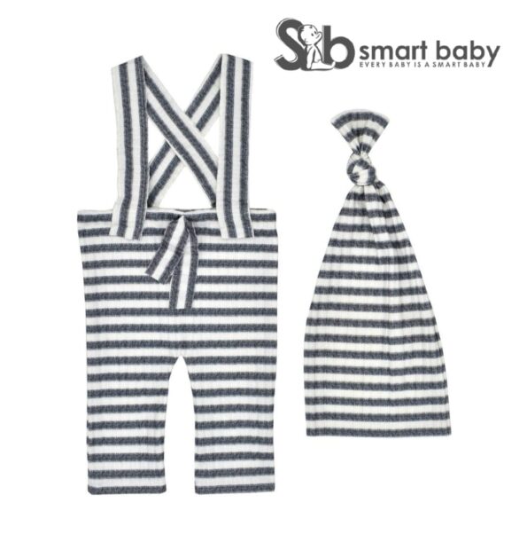 Newborn Striped Suspenders Long Tail Knitted Hat Photography Props.
