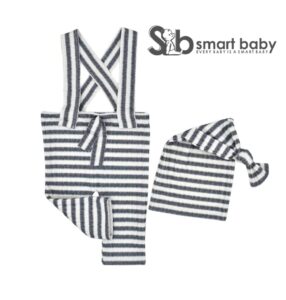 Newborn Striped Suspenders Long Tail Knitted Hat Photography Props.