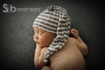 Newborn Striped Suspenders Long Tail Knitted Hat Photography Props.