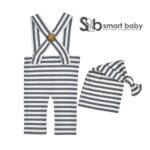 Newborn Striped Suspenders Long Tail Knitted Hat Photography Props.