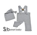Newborn Striped Suspenders Long Tail Knitted Hat Photography Props.