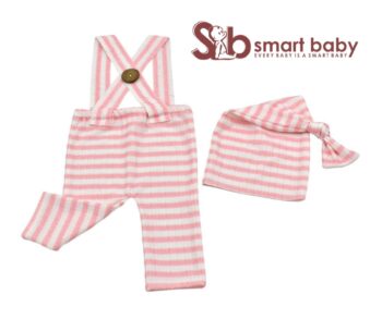 Newborn Striped Suspenders Long Tail Knitted Hat Photography Props.