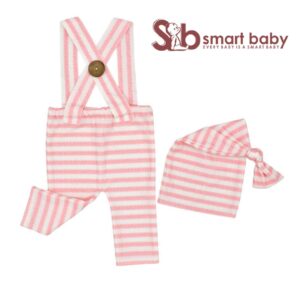 Newborn Striped Suspenders Long Tail Knitted Hat Photography Props.