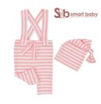 Newborn Striped Suspenders Long Tail Knitted Hat Photography Props.