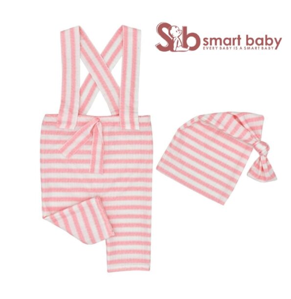 Newborn Striped Suspenders Long Tail Knitted Hat Photography Props.
