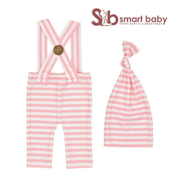 Newborn Striped Suspenders Long Tail Knitted Hat Photography Props.