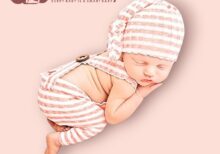 Newborn Striped Suspenders Long Tail Knitted Hat Photography Props.