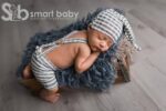 Newborn Striped Suspenders Long Tail Knitted Hat Photography Props.