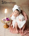 Baby Bathrobe Set for Newborns Photography: Robe, Belt & Cap