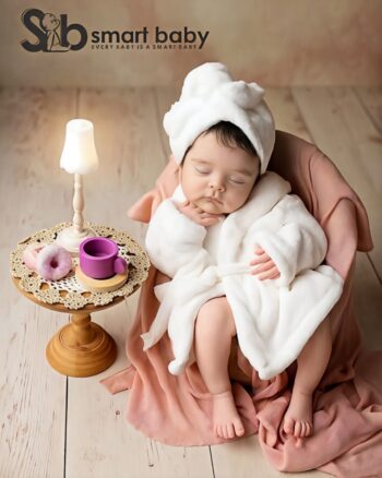 Baby Bathrobe Set for Newborns Photography: Robe, Belt & Cap
