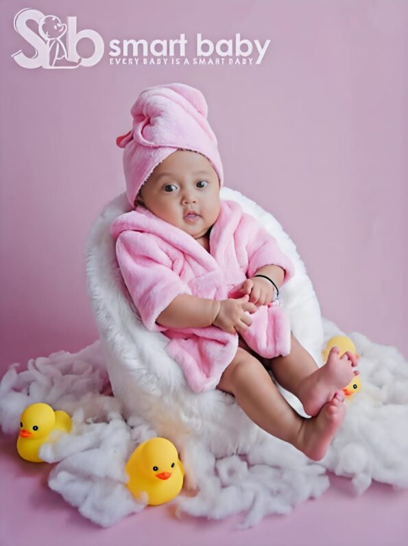 Newborn Baby Bathrobes Belt With Cap Towel Photography Prop.