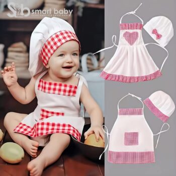 Baby Chef Costume Set Colorful – 2pc Hat & Apron