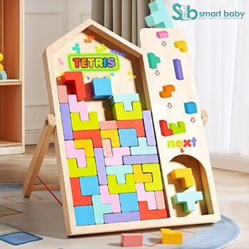 Wooden Tetris Puzzle Game.