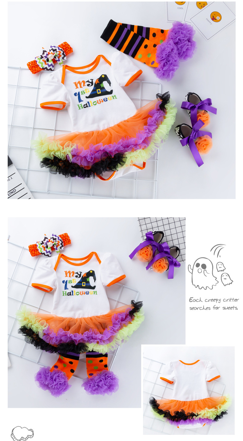 Halloween Party Cartoon Pumpkin Striped Skull Rompers 4 PCS Gift Set. Halloween Party Cartoon Pumpkin Striped Skull Rompers 4 PCS Gift Set.