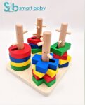 Wooden 4-Column Shape Sorter – Premium Geometric Learning Puzzle.