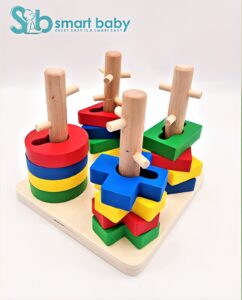 Wooden 4-Column Shape Sorter – Premium Geometric Learning Puzzle.