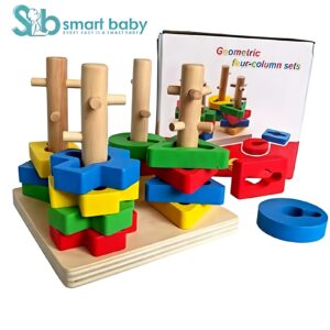 Wooden 4-Column Shape Sorter – Premium Geometric Learning Puzzle.