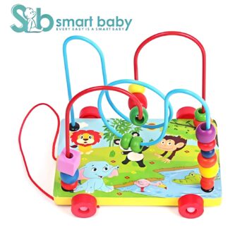 Animal Trailer Circles the Bead – 2-in-1 Wooden Bead Maze Pull Car