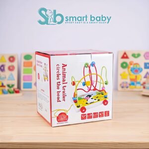 Animal Trailer Circles the Bead – 2-in-1 Wooden Bead Maze Pull Car