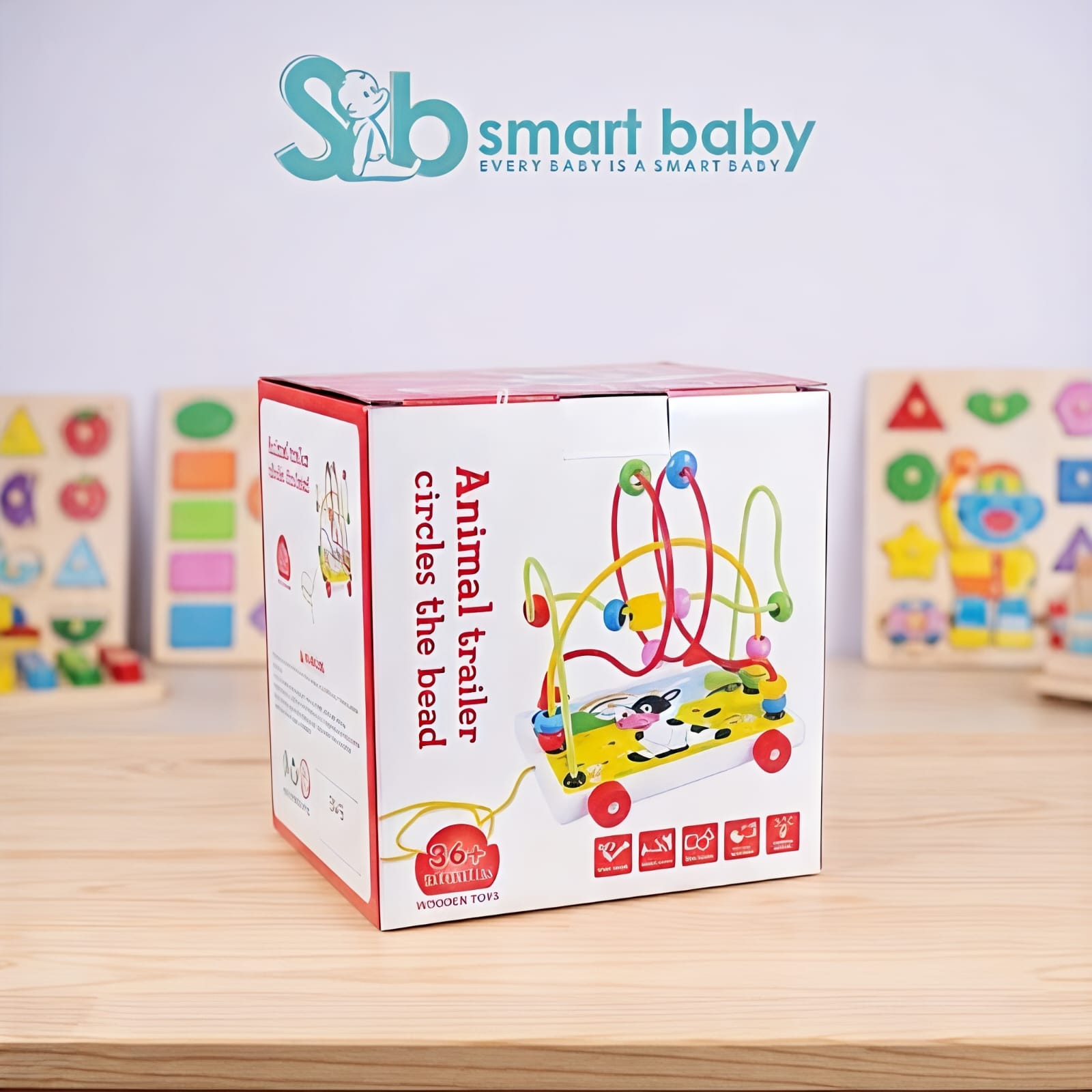 Animal Trailer Circles the Bead – 2-in-1 Wooden Bead Maze Pull Car Animal Trailer Circles the Bead – 2-in-1 Wooden Bead Maze Pull Car