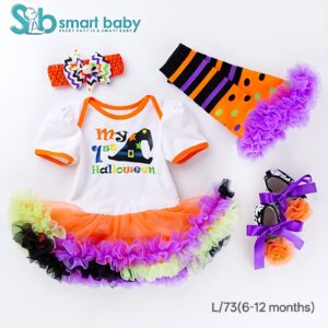 Halloween Party Cartoon Pumpkin Striped Skull Rompers 4 PCS Gift Set.
